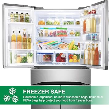 Mlife Reusable Food Storage Bag Set -Liquid Sandwich Snack Bacon Fruit Bags,Freezer Airtight Seal,Ideal for Preserving | FDA & BPA Approved | Ziplock Leakproof | 9 Packs