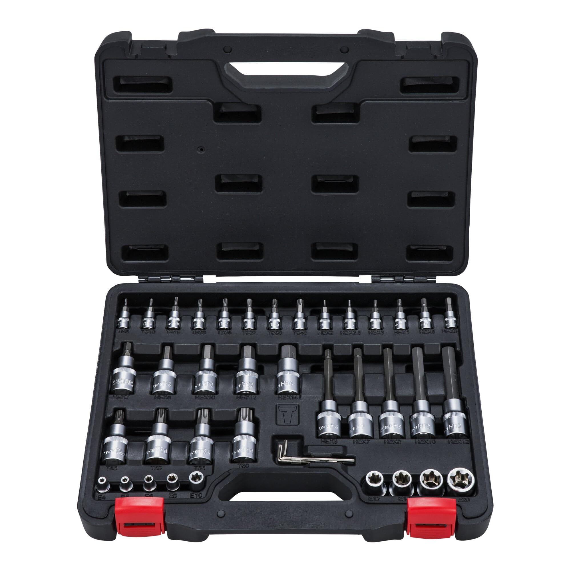 STIER Set di chiavi a bussola e bit, 1/2 pollice, 1/4 pollice, ISK/TX, 42 pezzi
