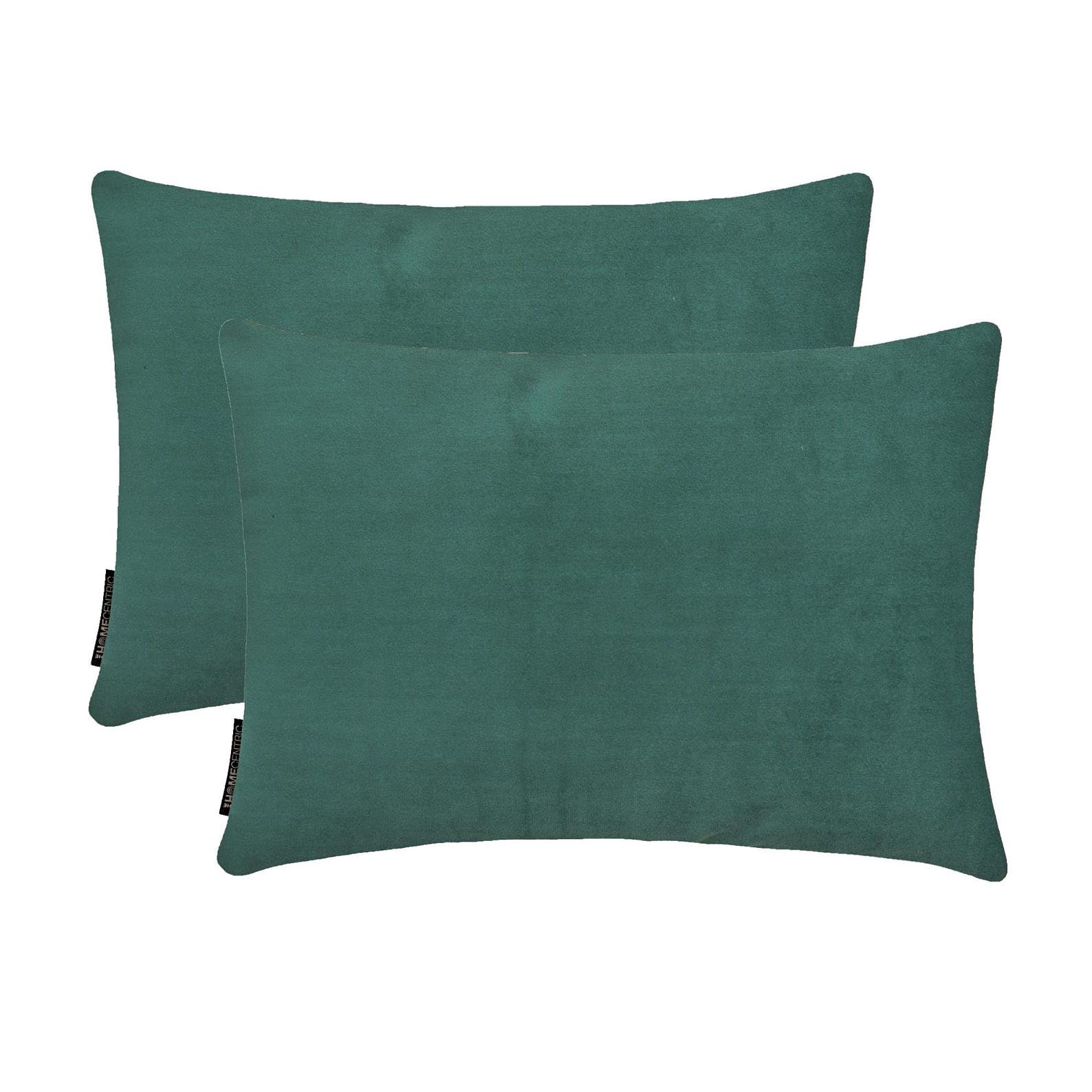Teal Green Decorative Lumbar Cushion Covers 30x40 cm | Pack of 2 Modern Velvet Oblong Pillow Cover | Plain Solid Pillowcases for Bed, Couch & Sofa, Modern Home Décor - Teal Green Velvet Dream