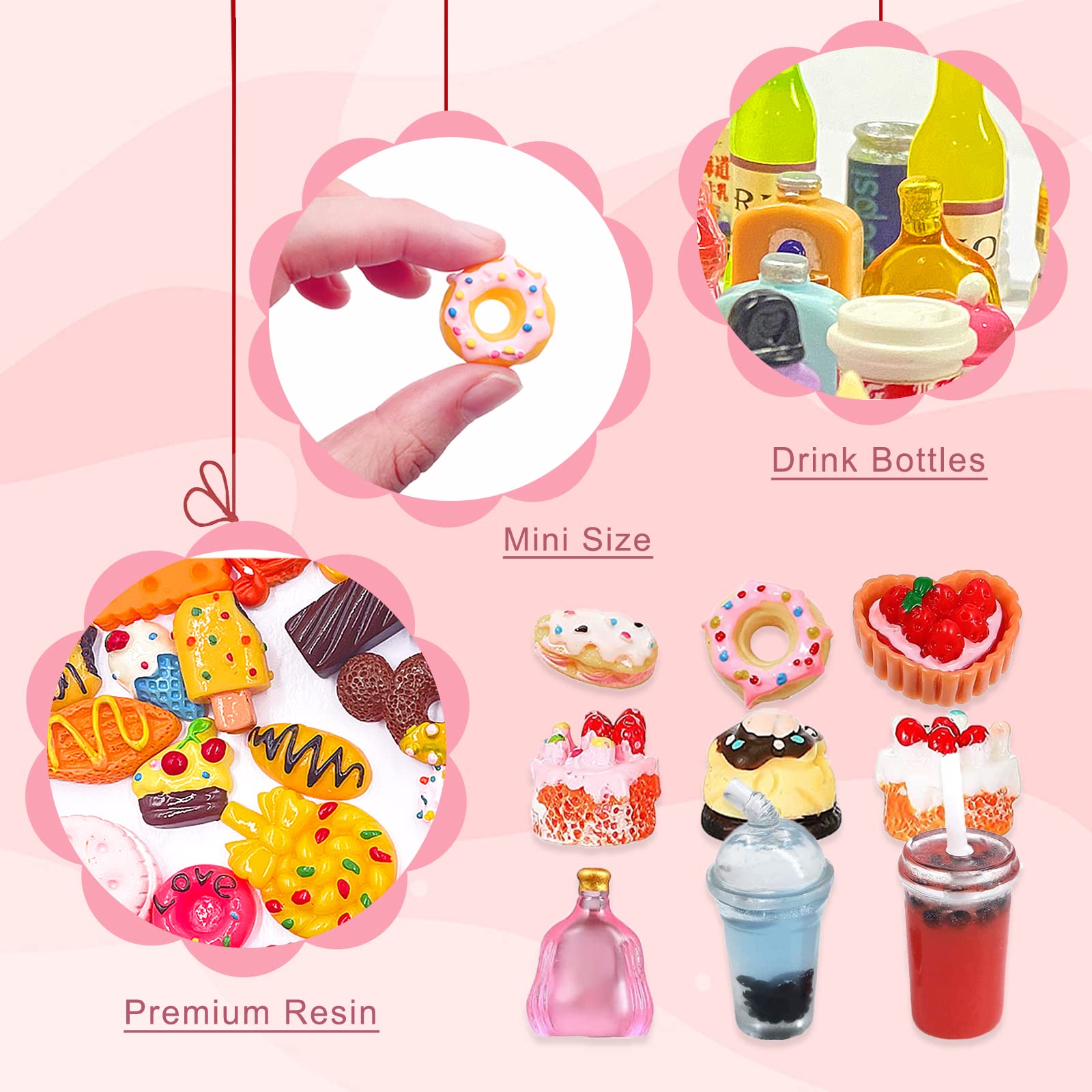 Nourriture Miniature Pour Maison De Poupée - Présentoir à Gâteau Argenté + Boissons + Gâteaux - Échelle 1:12 - Accessoire Déco DIY