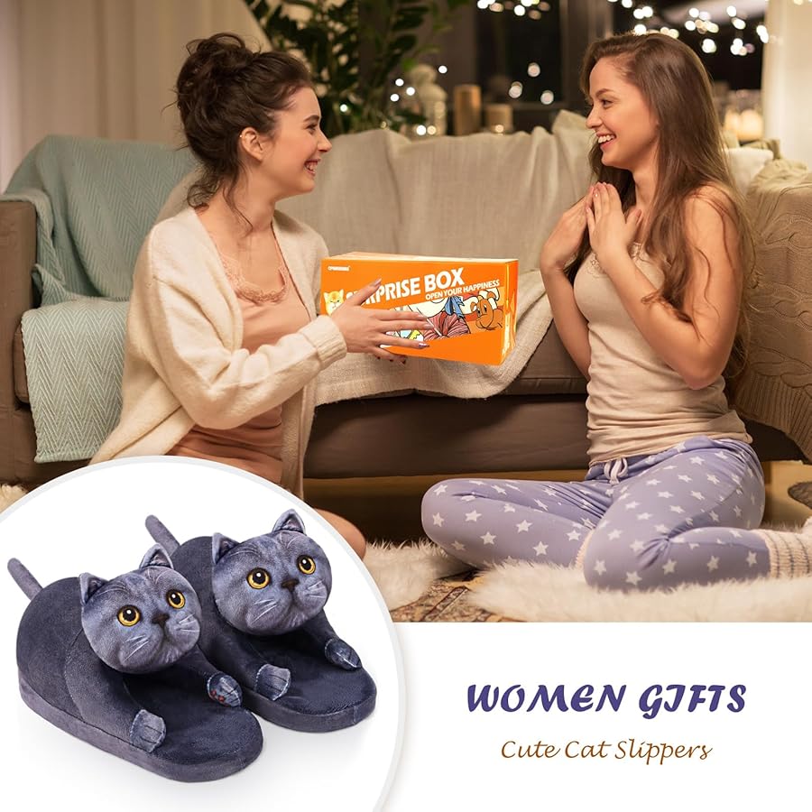 Wostock Ciabatte Donna Peluche Zampe di Gatto in Cotone per Donne Animali Calde Inverno Memoria Schiuma Morbido Antiscivo Accogliente Ciabatte per Casa per Ragazze Ospiti Interne Esterne