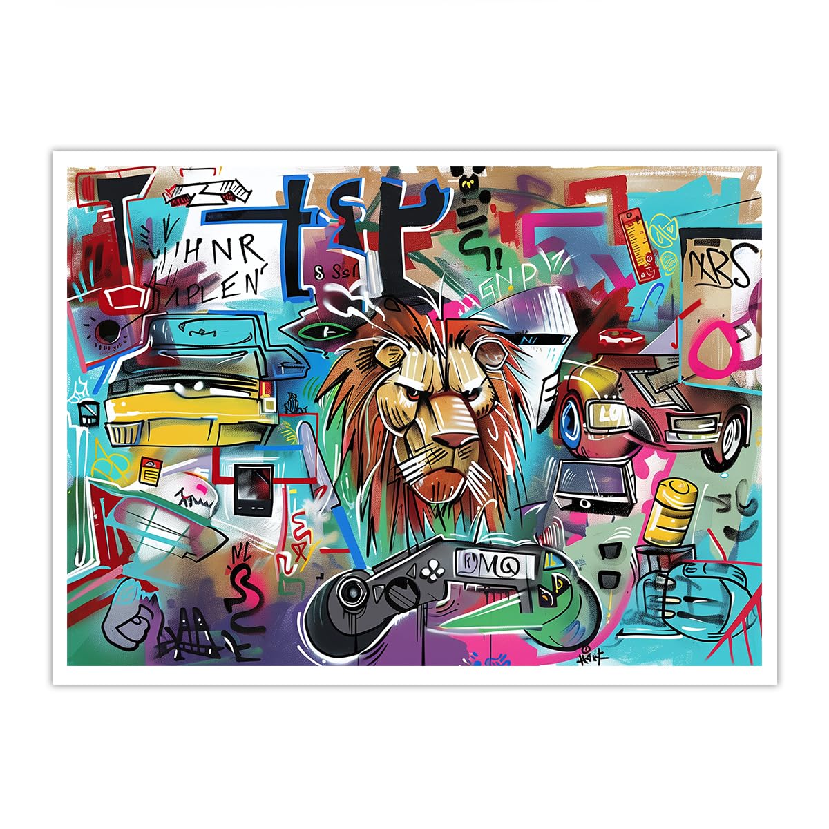 OSHIONARTE Graffiti Street Art Canvas Posters for Living Room Decor Wildlife Picture Print Pop Art Kitchen Wall Decor Abstract Artwork for Room 45x60cm Frameless