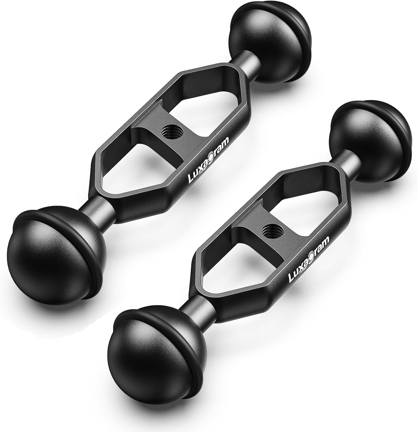Luxagram 2PCS 5" Double Ball Arm for Underwater Photography, Professional Adjustable Dual Ball Joint Light Mount, Aluminum Alloy Clamp for Camera Tray, Video Lights & Strobes