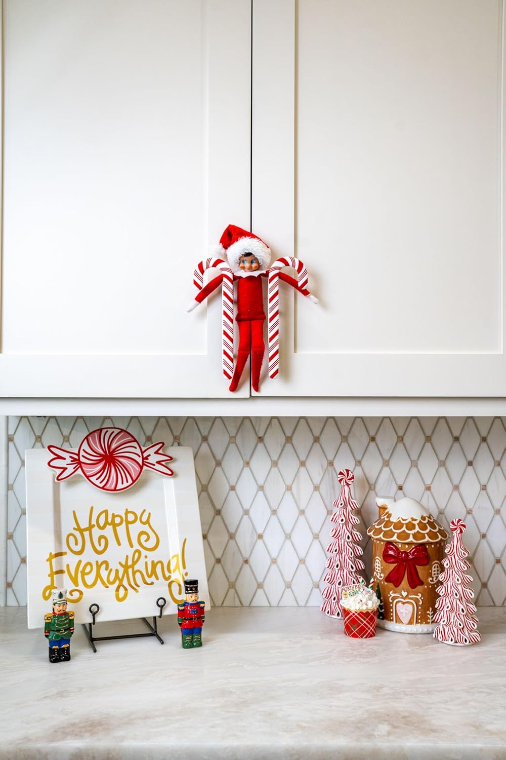 Knobēz: Handlez Covers - Medium Candy Cane - 8pk - Stretch Over Hardware Decorations, Holiday-Winter-Christmas, Kitchen-Bathroom-Dressers-Home