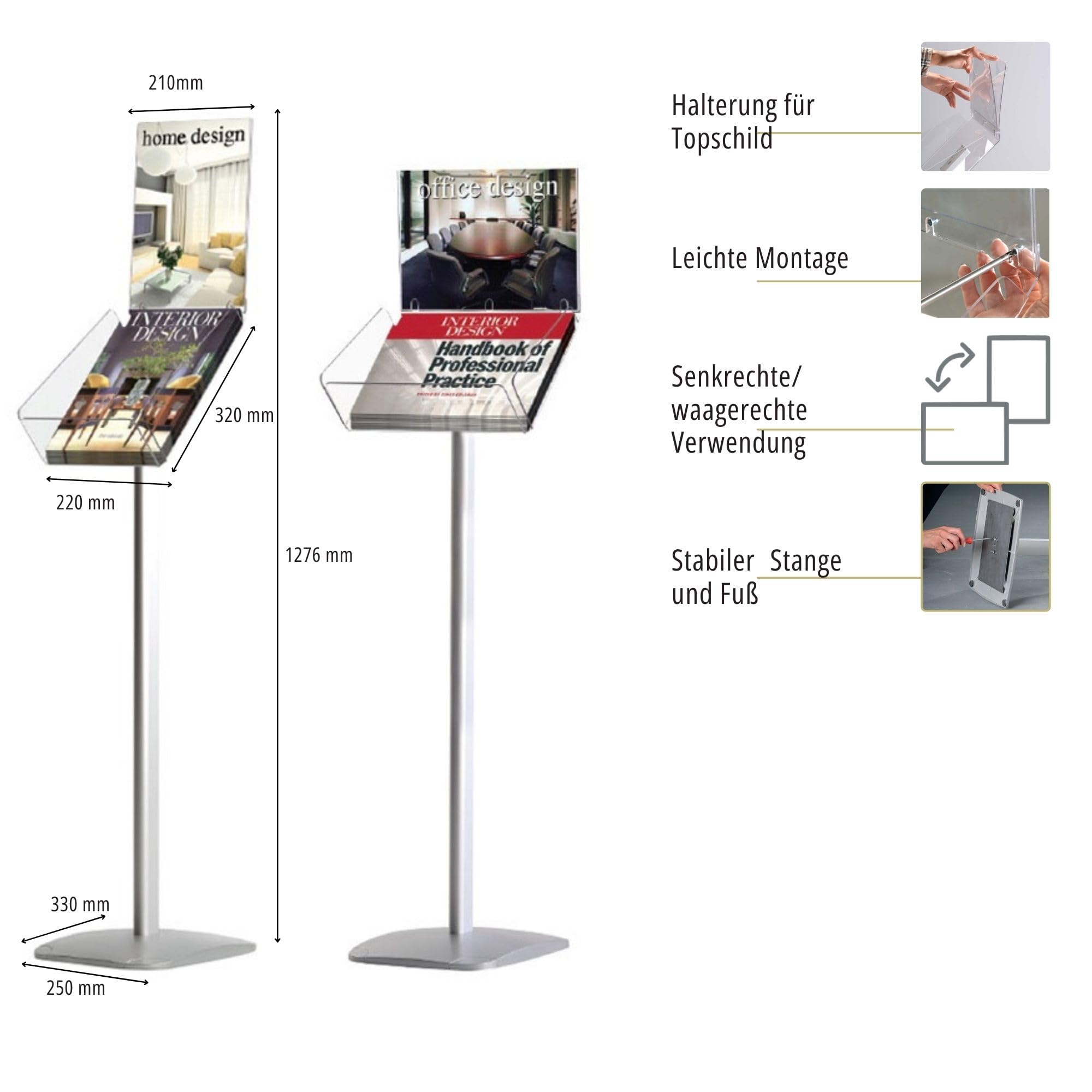QWORK® dubbelzijdige posterstandaard, verstelbare informatiestandaard voor evenementen en promoties, geschikt voor bordhoogtes van 12 cm tot 210 cm