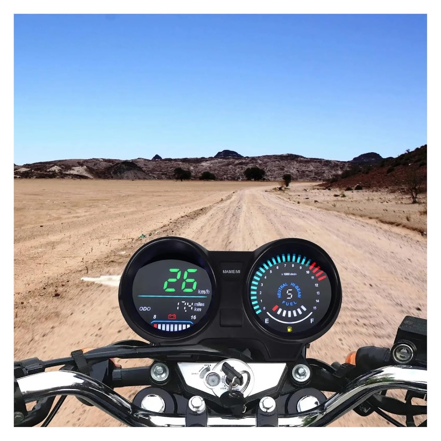 あめ タコメーターバイク 12V モトダッシュボードデジタルスピードメーター