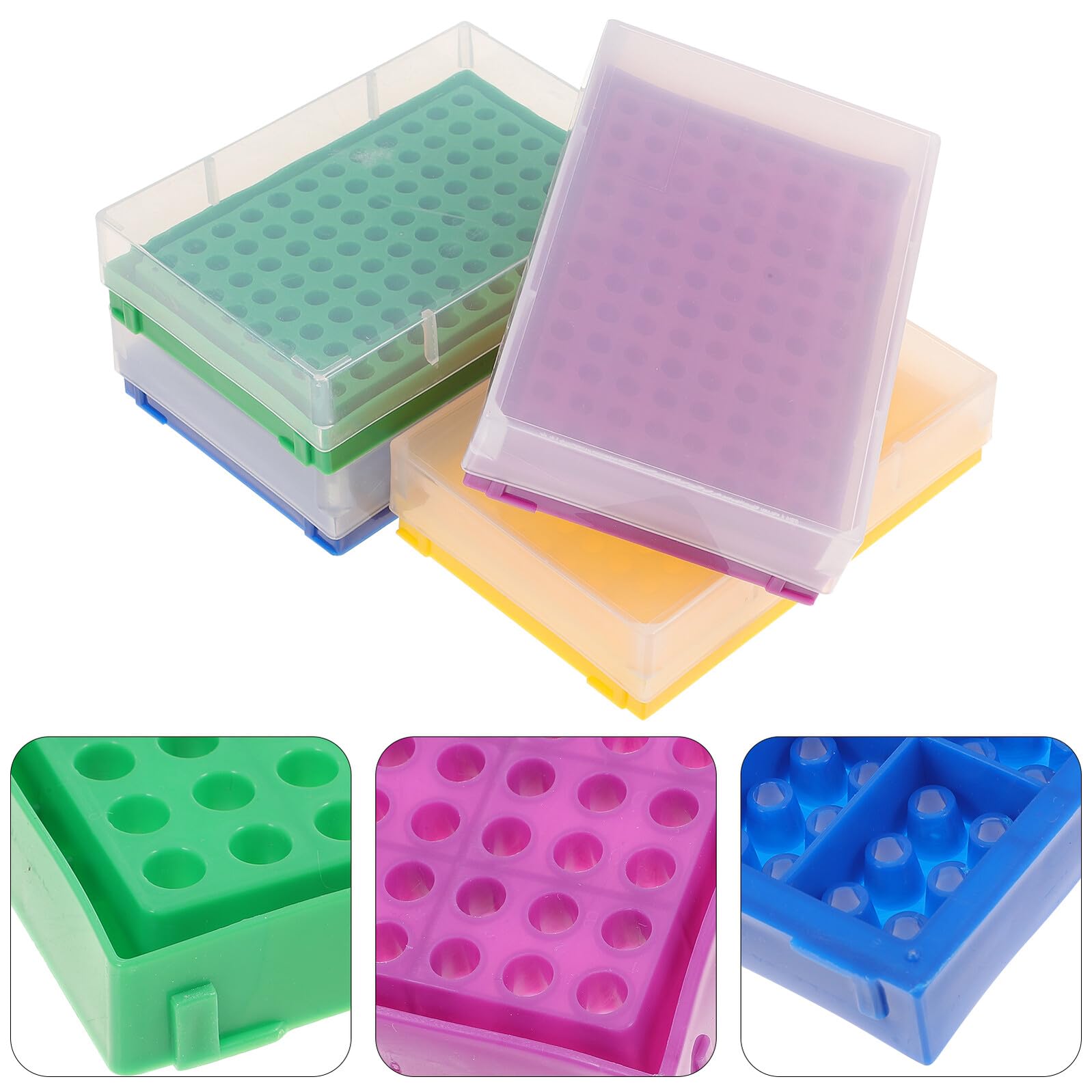 4 Stück Teiliges Mikrozentrifugenröhren rack aus Langlebigem Polypropylen Hitze Kältebeständig Kompakte Aufbewahrungsbox für Laborproben Geeignet für Pcr röhrchen Farblich