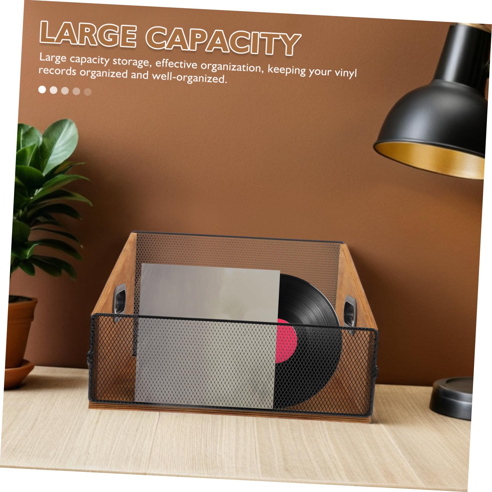 Scatola Porta Dischi in Legno con Manici Ergonomici Organizer per Vinili e Album Fotografici Cassa Rustica Robusta per Archivio Media e Libri