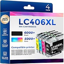 Pristar Compatible LC406XL LC406 Ink Cartridges for Brother Printer Replacement for Brother Ink Cartridges LC406 LC406XL Work with Brother MFC-J4335DW J5855DW J6555DW J6955DW Printer,4 Pack High Yield