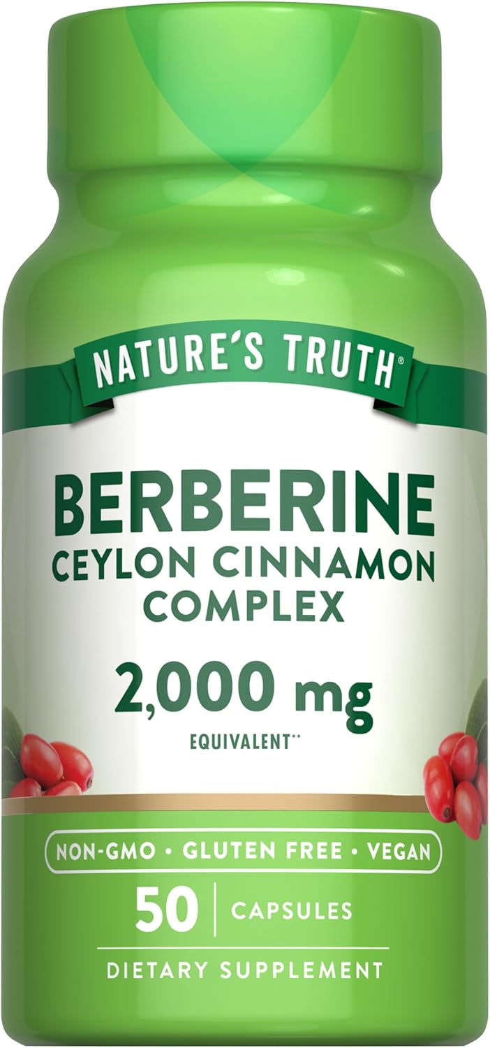 Nature’s Truth Berberine with Ceylon Cinnamon Complex | 2,000mg | 50 Vegan Capsules | Vegan, Non-GMO, and Gluten Free Supplement Nature’s Truth Berberine with Ceylon Cinnamon Complex | 2,000mg | 50 Vegan Capsules | Vegan, Non-GMO, and Gluten Free Supplement