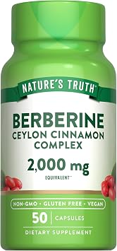 Natures Truth Berberine with Ceylon Cinnamon Complex | 50 Vegan Capsules | Vegan, Non-GMO, and Gluten Free Supplement