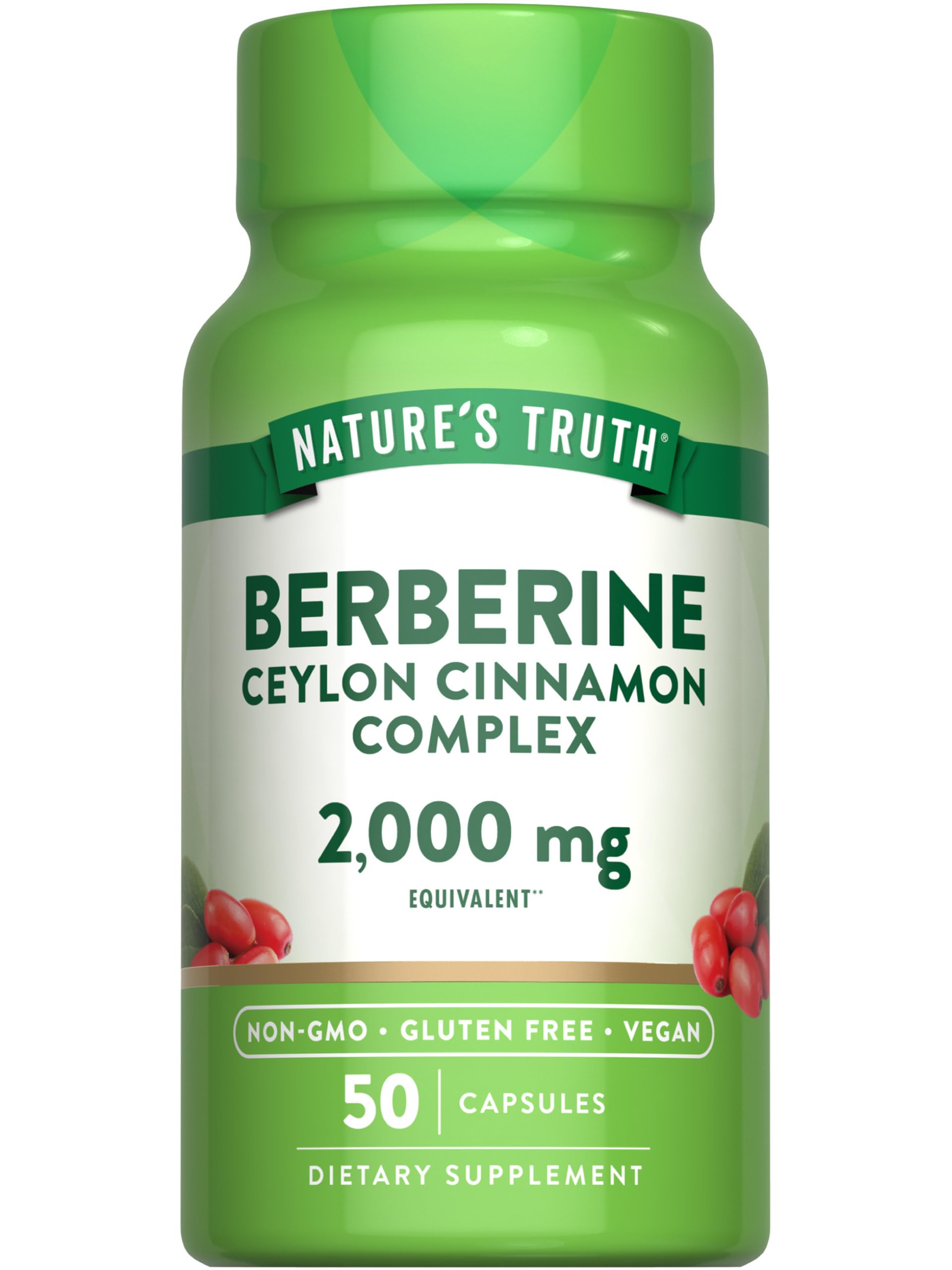 Nature's Truth Berberine with Ceylon Cinnamon Complex | 50 Vegan Capsules