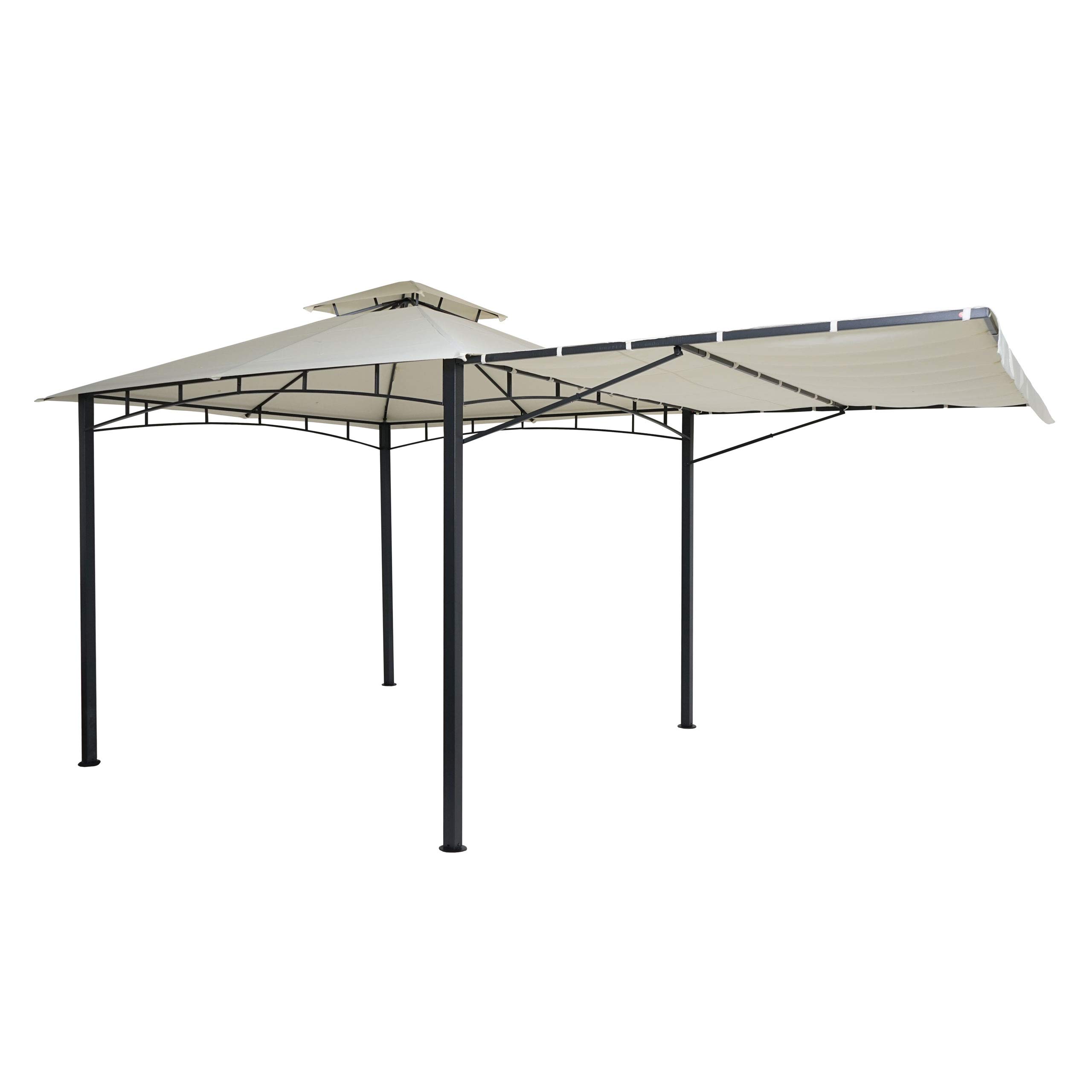 Mendler Pergola HWC-F94 Stahl bewegliche Seitenwand 2,5x2,5m - Creme-beige | Garten, Pavillon