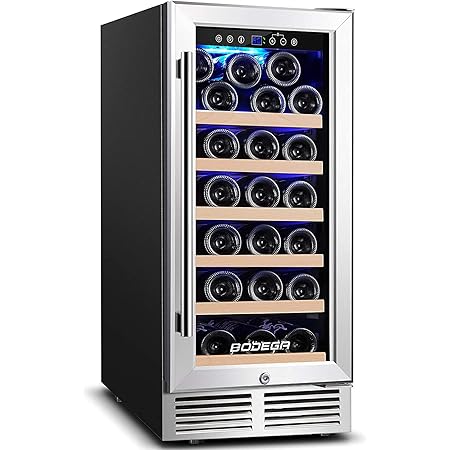 BODEGA 15 Inch Wine Cooler,Upgrade Wine Refrigerator 31 Bottle with Quiet Compressor Cooling Constant Temperature System Front Vent Built-in or Freestanding Wine Fridge For Red Wine White or Champagne