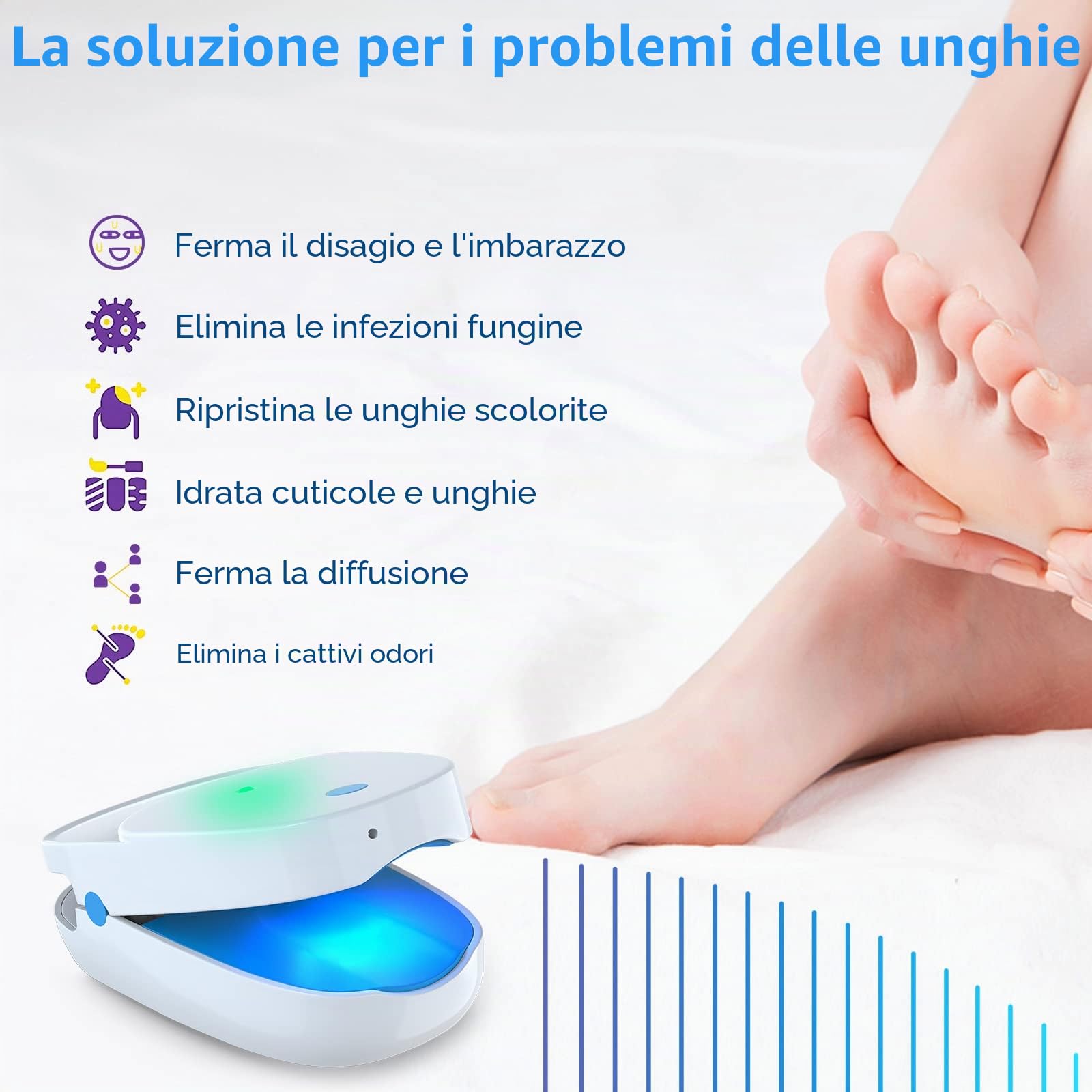 iKeener Smalto Trattamento Funghi Delle Unghie,Dispositivo Portatile Terapia Laser Freddo Pulizia Delle Unghie,Forniture Ricaricabili Cura Dita,Dei Piedi,Domestico,Indolore,Cura Dell'onicomicosi