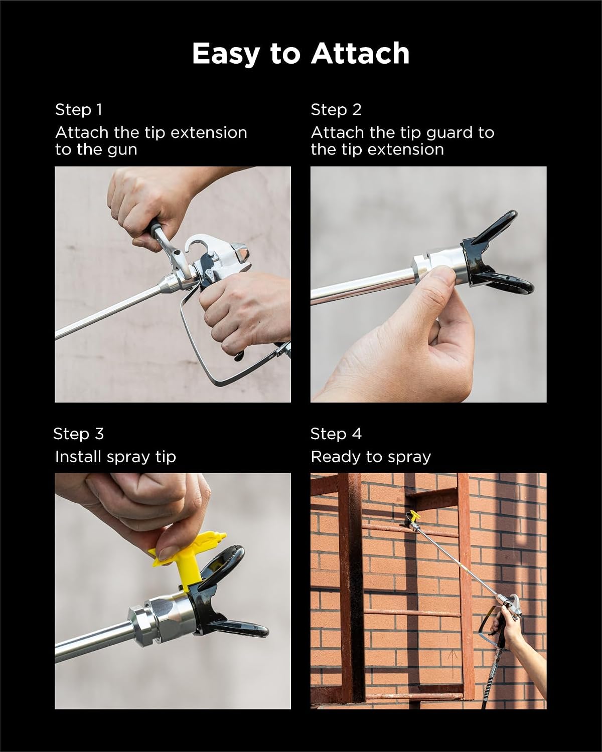 InoKraft Airless Sprayer Tip Extension 24 Inch Airless Paint Sprayer Spray Gun Tip Extension Pole Rod, Extension Rod for Airless Painting Spray Gun, Universal Replacement Tool, Silver