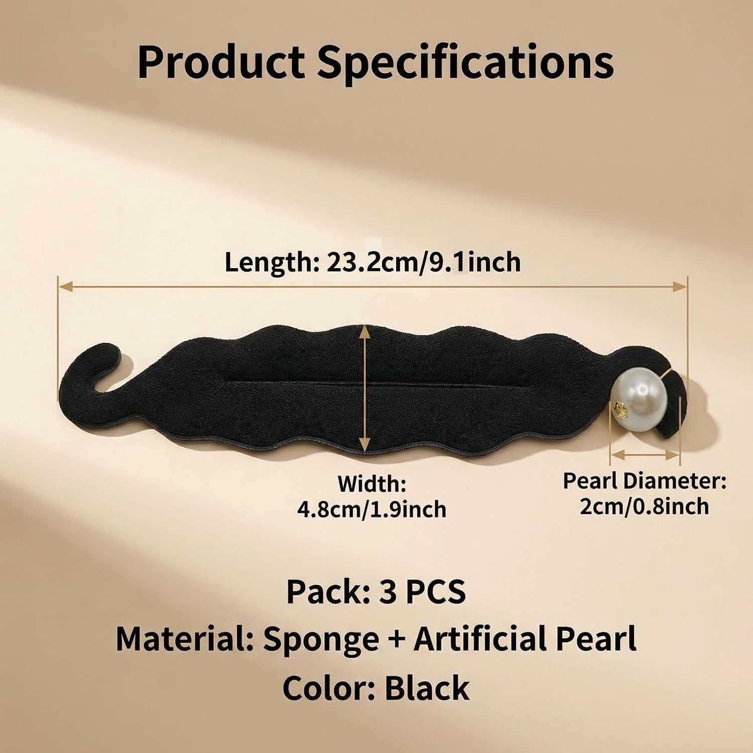 3 Pcs Magic Hair Bun Maker Black Foam Sponge Buns Shaper with Pearl Pendant Sponge Bun Twister Shaper Hair Donuts Deft Bun Maker Chignon Maker Ballet Bun Maker for Women Girls