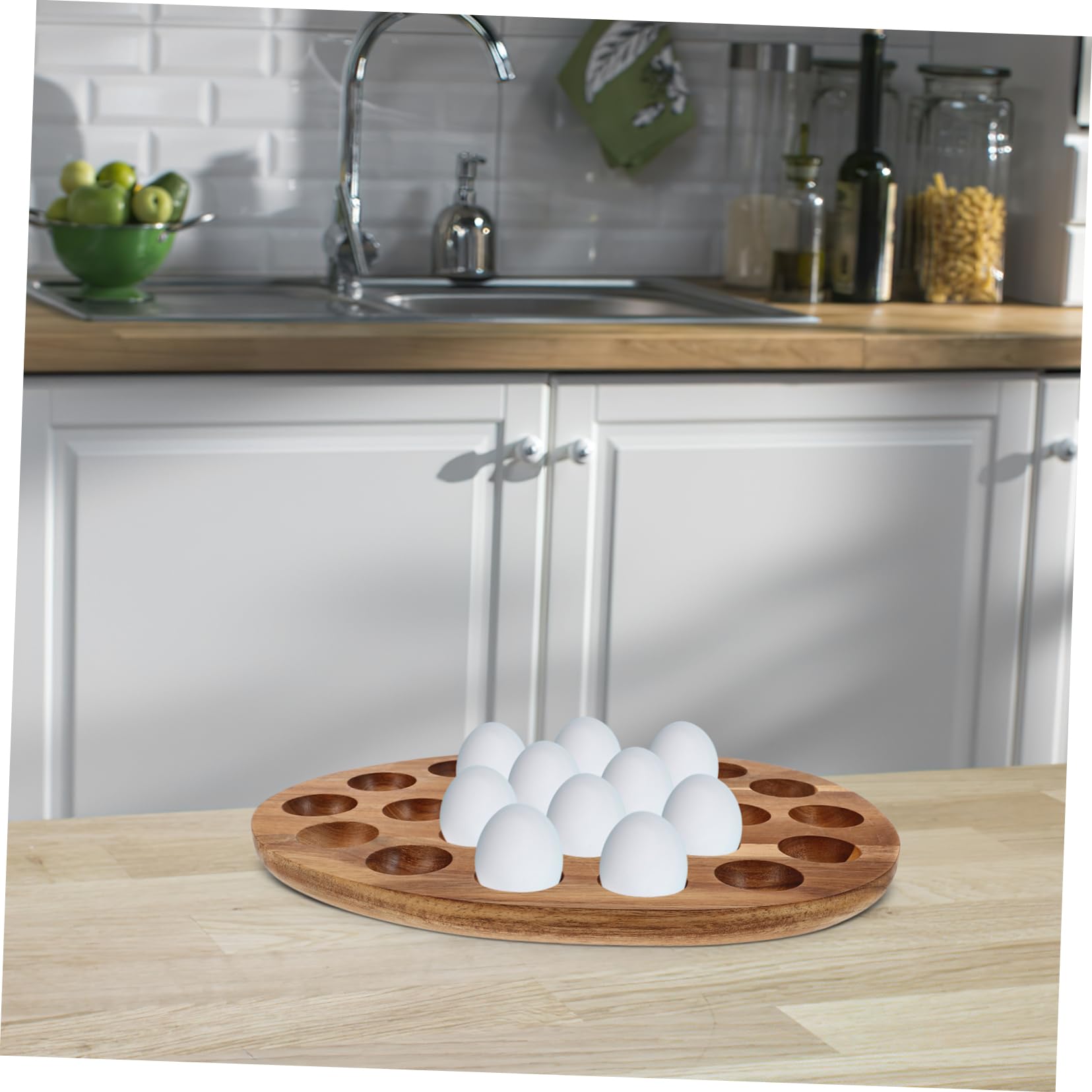 iplusmile Huevera De Madera para Nevera 24 Compartimentos, Soporte para Huevos De Gallina, Organizador De Cocina Versátil y Compacto para Refrigerador y Mesa De Comedor