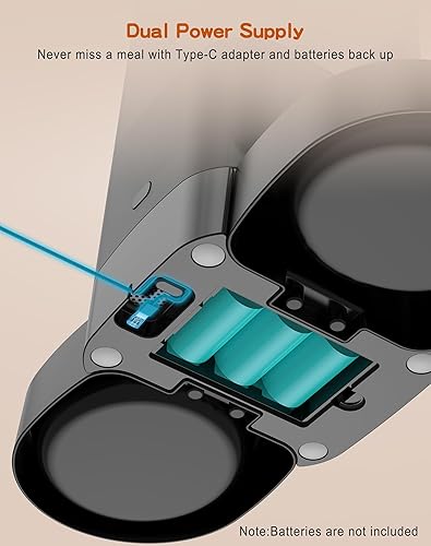 Miniatura 7 de HoneyGuaridan Comedero automático para gatos de 3.5 litros para dos gatos, dispensador de comida para gatos con cuenco de acero inoxidable,