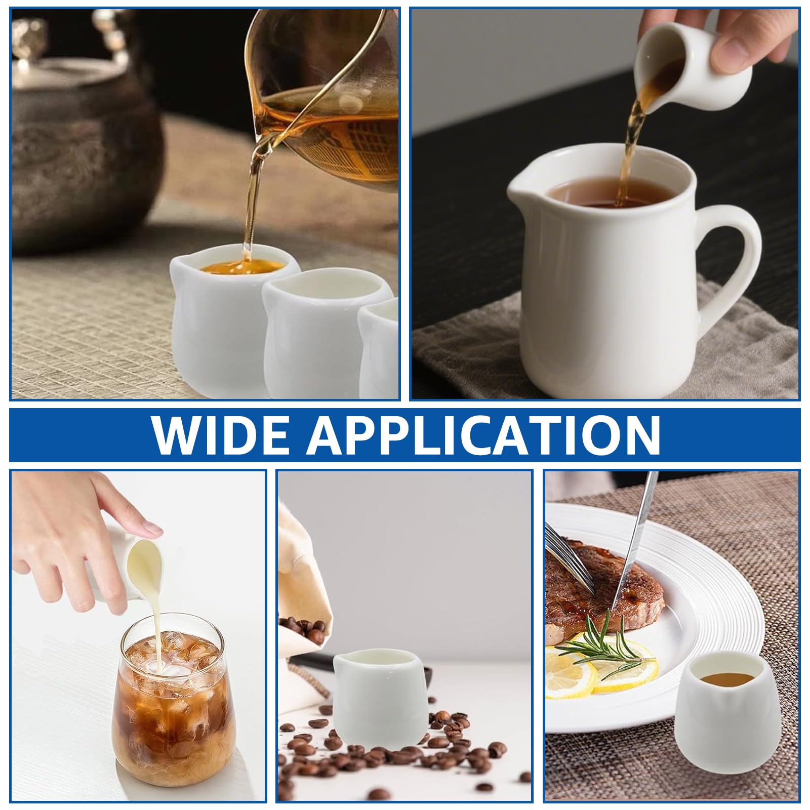 APACALI 16 Stück Weiße Milchkännchen Porzellan, 40ml Mini-Kännchen Milchkännchen Klein, Sahnekännchen Klein Keramik Milchkännche für Milch,Soße,Kaffee,Saucen,Küche,Bar,Café
