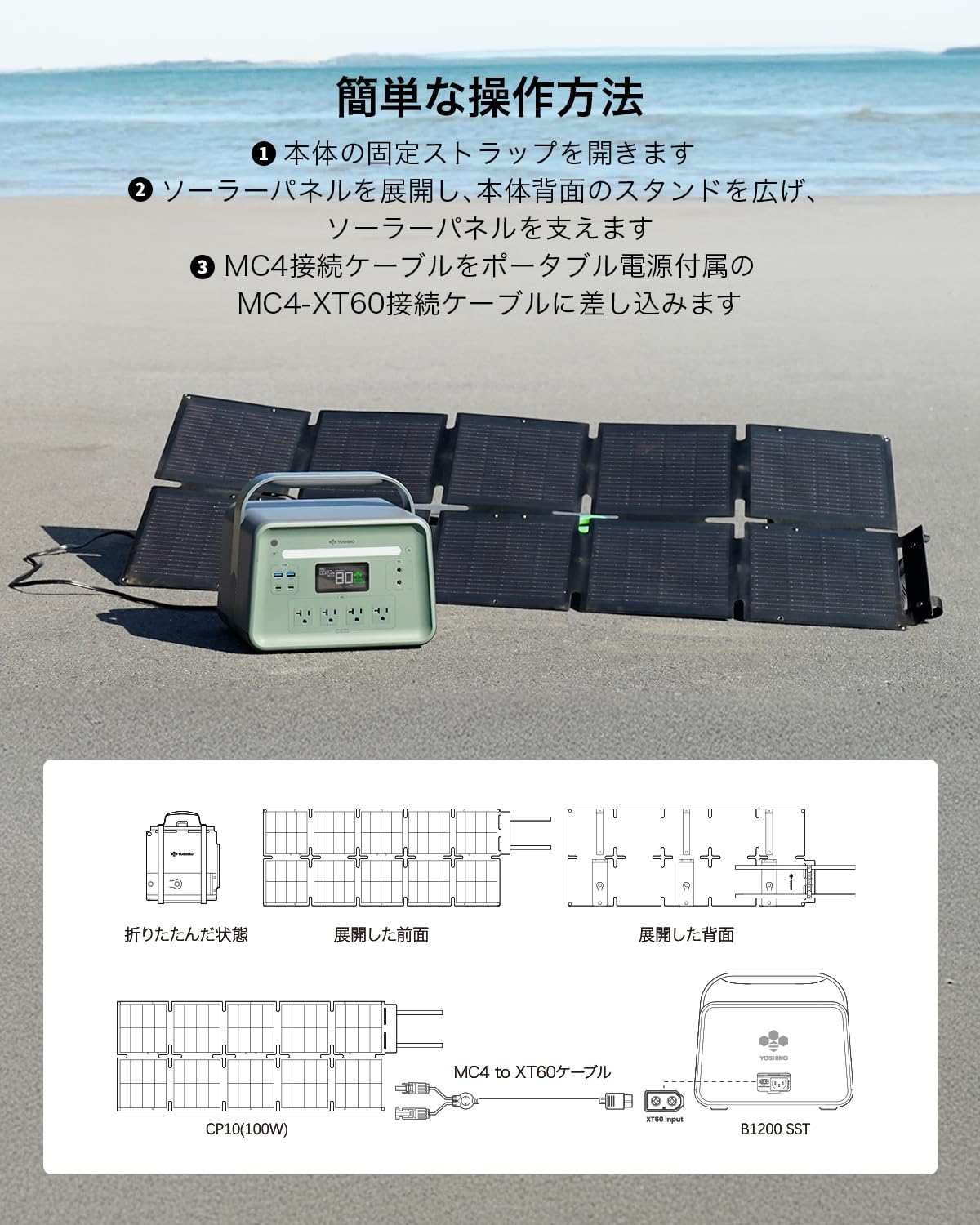 100W ポータブル ソーラーパネル Yoshino CP10 Amazon | YOSHINO SolarPanel CP10 100W ヨシノ ソーラーパネル