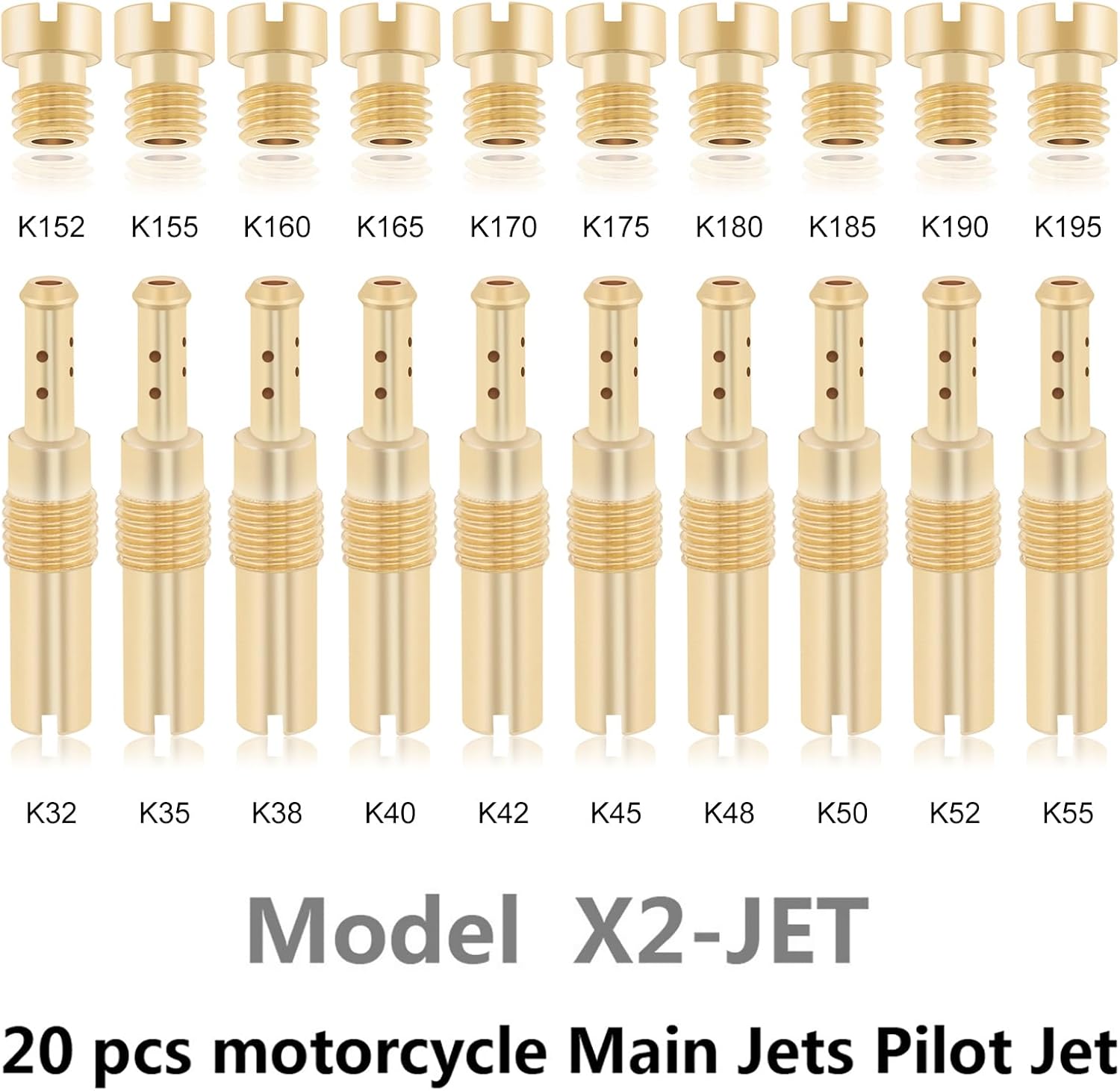 Windance 20pcs Carburetor Main Jet Kit 10pcs Main Nozzles+10pcs Slow Pilot Jet+10pcs Cleaning Brushes Needles, Fit for PWK Keihin OKO CVK PWM (K152-K159)