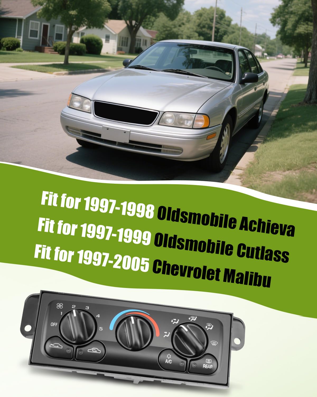 A/C HVAC Heater Climate Control Module Panel Switch Fit for Chevrolet Malibu 1997-2005, Fit for Oldsmobile Achieva 1997-1998/Cutlass 1997-1999 Replace 599-213 22601654