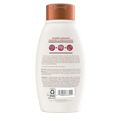 Miniatura 9 de OGX Aveeno Color Protect Strengthen+ Blackberry Quinoa Champú, fresco, 12 onzas líquidas