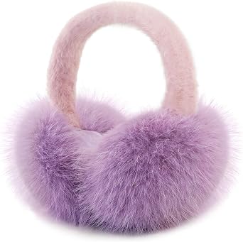 RUIKUNA Women Winter Ear Muffs Fluffy Faux Fur Earmuffs Foldable Ear Warmer Girls Soft Ear Covers