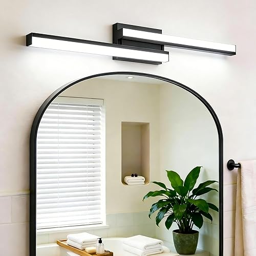 Miniatura 12 de Barra de luz LED para tocador de baño de 18 pulgadas, accesorio de iluminación sobre espejo de 18 W, 5000 K, barra de luz negra para tocador de