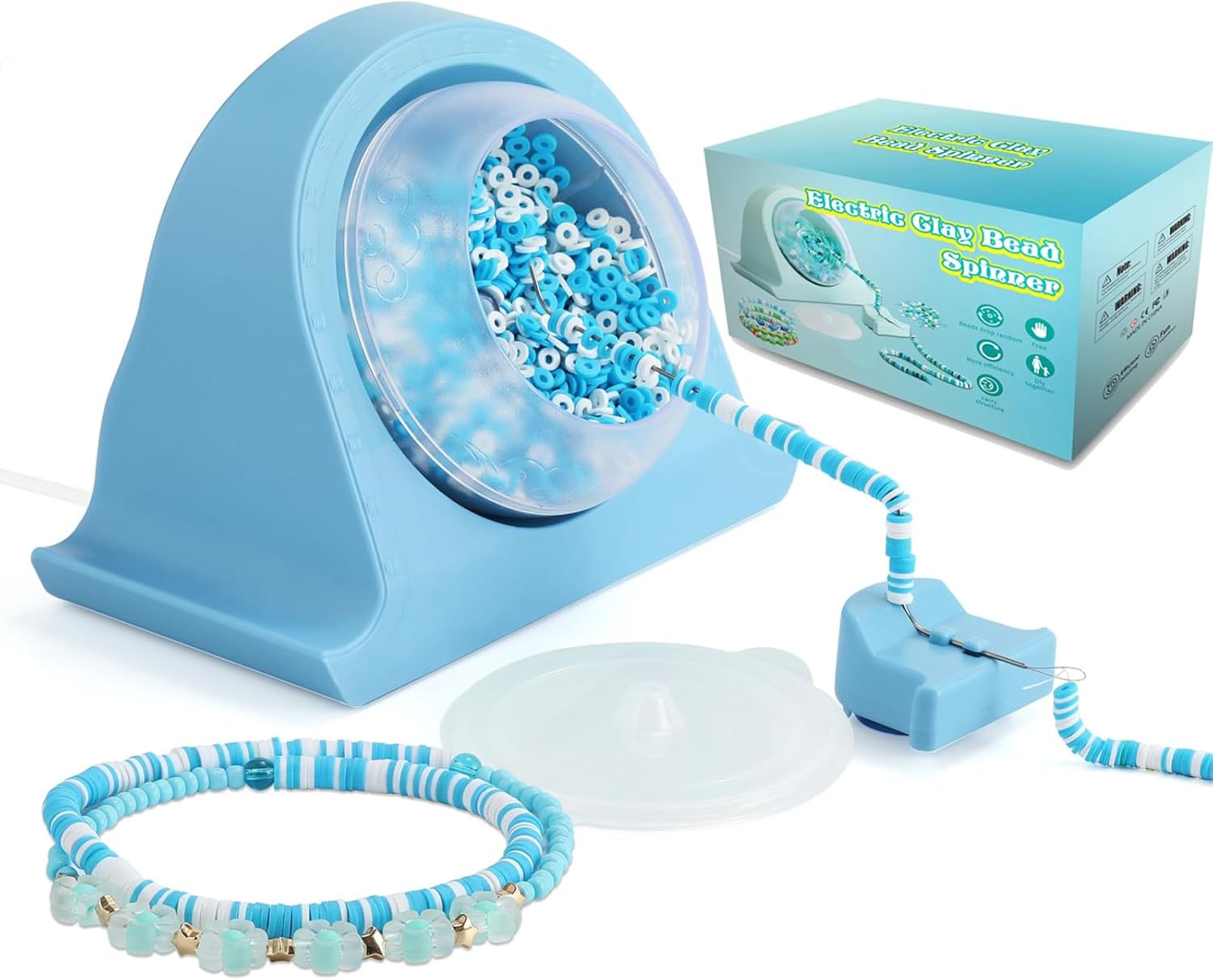 Automatic Clay Bead Spinner Bowl with Thread Beading Tool Bead Easy to Use Beads Stringing Machine Supplies