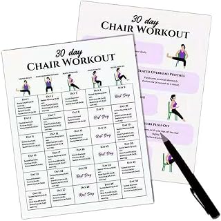 Chair Exercises for Seniors - 30-Day Fitness Program with 6 Posters and Chair Yoga Book for Travel, Morning Routine, Work, Family, Friends, Sports, Gym, Athletes, Beginners, and Bodybuilding Practice