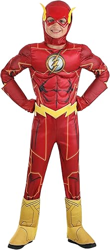 Disfraz Flash de lujo para niños, traje de superhéroe rojo para cosplay de cómics, fiestas de disfraces de héroes y Halloween