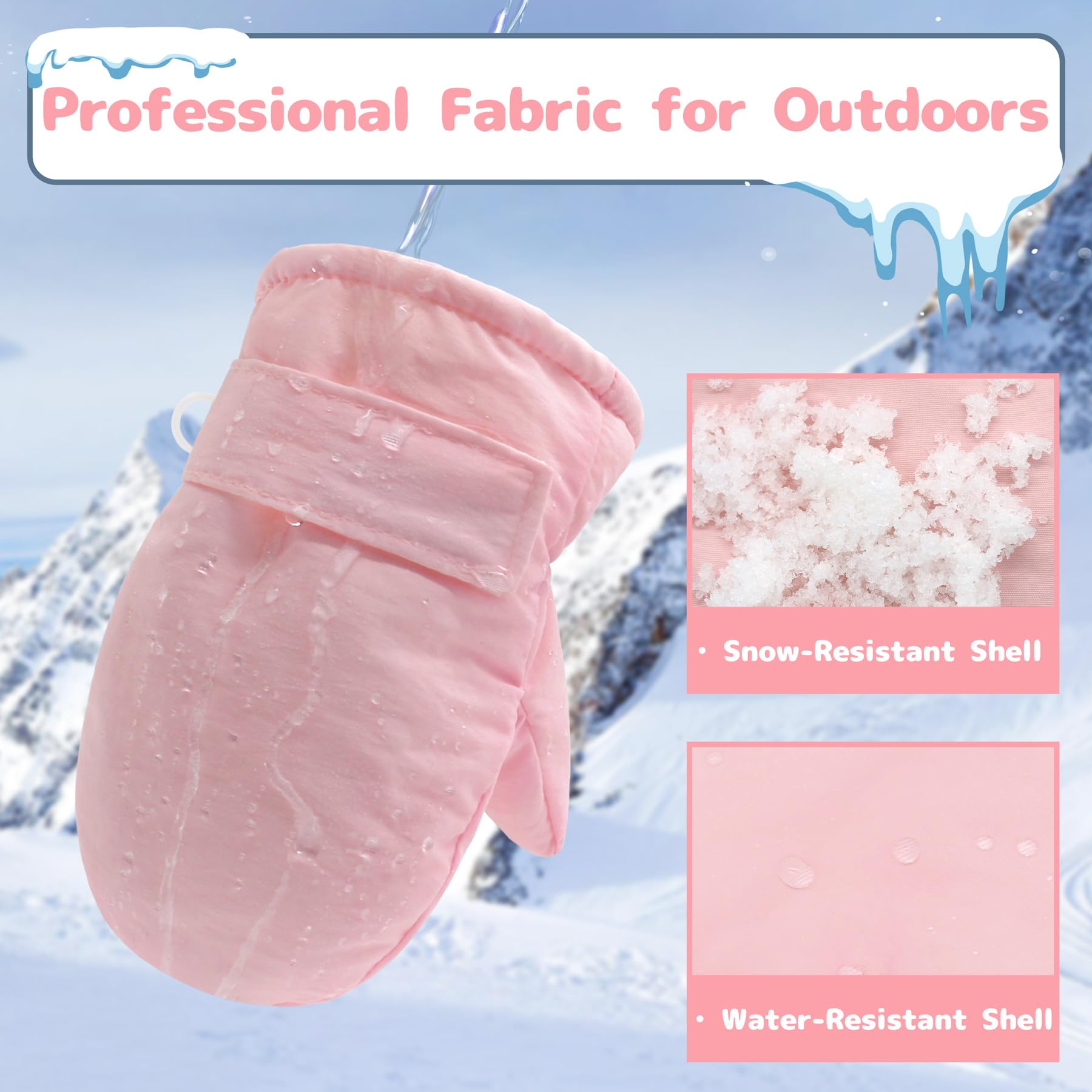 Olreco - Manoplas impermeables para niños pequeños, guantes de nieve para niños, guantes de nieve para niños, guantes de bebé, manoplas de invierno, para niños pequeños y niñas