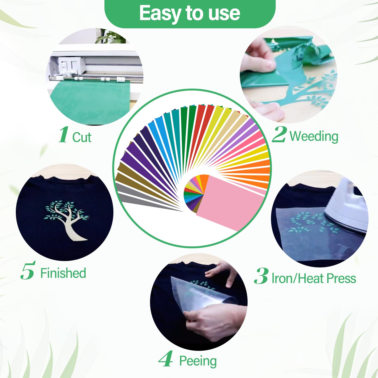 Vinile Adesivo Permanente Per Cricut - 18 Fogli 30,5x30,5 Cm - 6 Colori - Impermeabile Per Tazze E Decorazioni