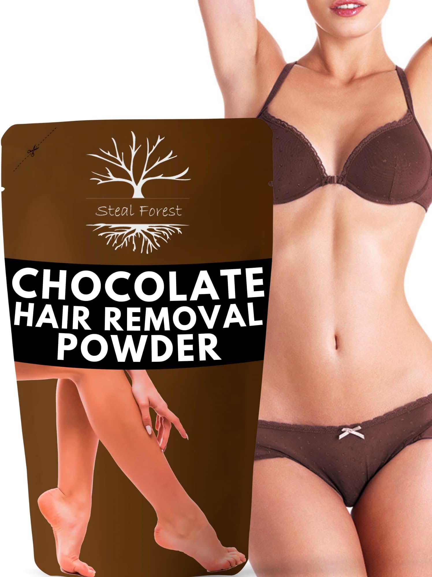 Chocolate Wax Powder - Herbal Wax Powder For Hair Removal - Painless & Quick Solution For Hair Removal, Chocolate Wax Powder For Men & Women with No Side Effects