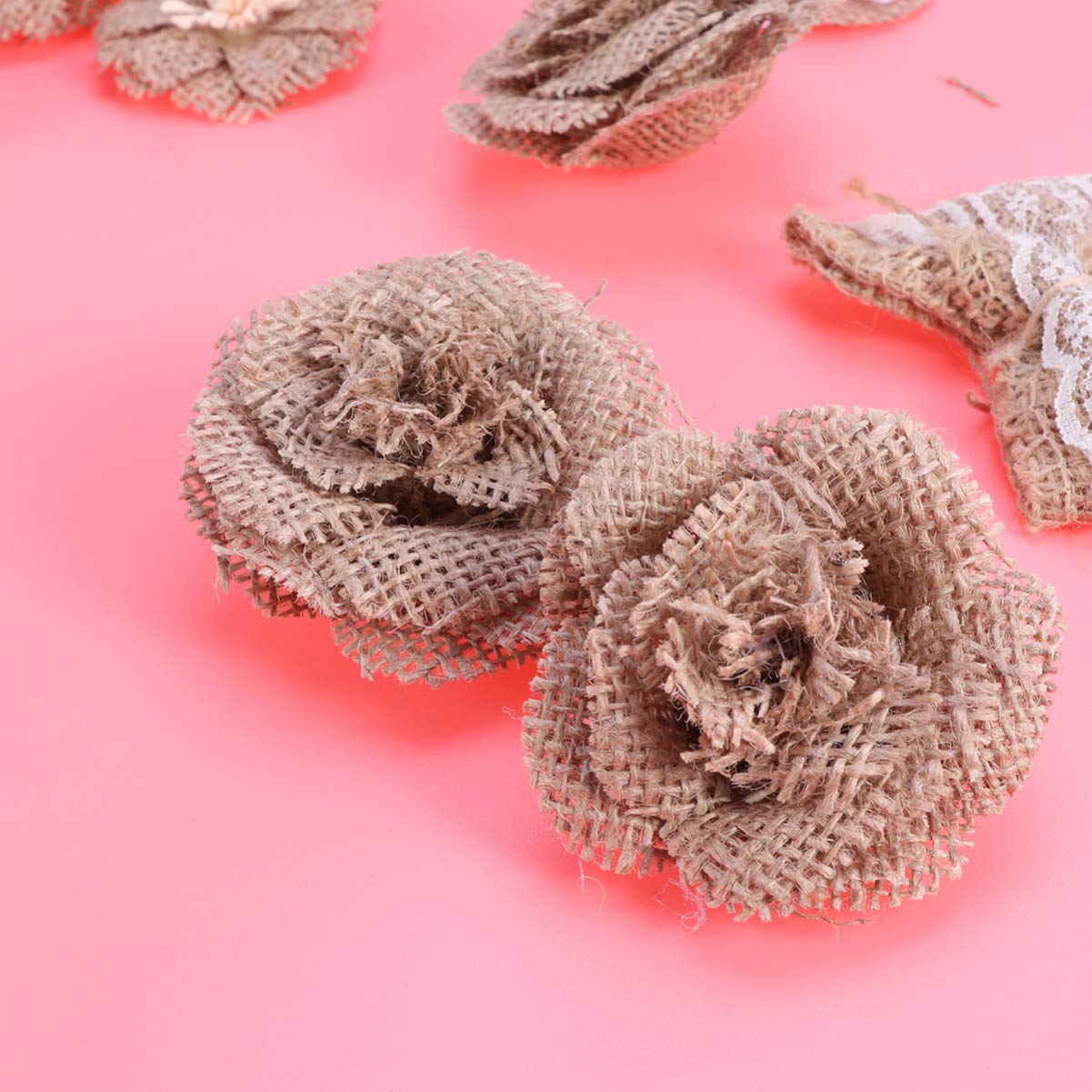 EXCEART Fiori in Iuta Rustici a Mano, 20 Pezzi per Decorazioni Fai da Te, Matrimonio, Feste Natalizie, Arredamento Rustico