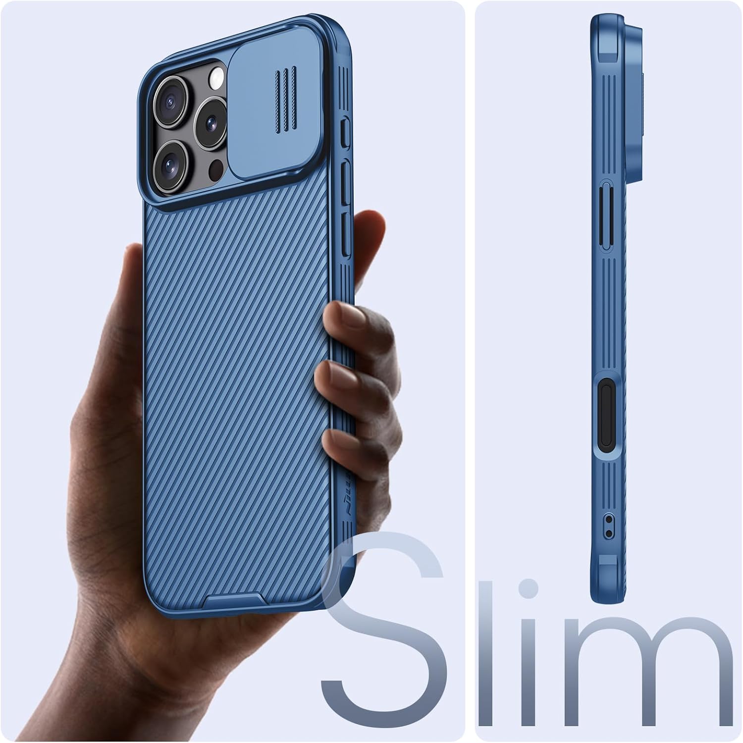 Nillkin for iPhone 16 Pro Max Case with Slide Camera Cover, [Upgraded Camera Lens Protection] Slim Shockproof Protective Phone Case for iPhone 16 Pro Max 6.9 inch, Blue - Image 4