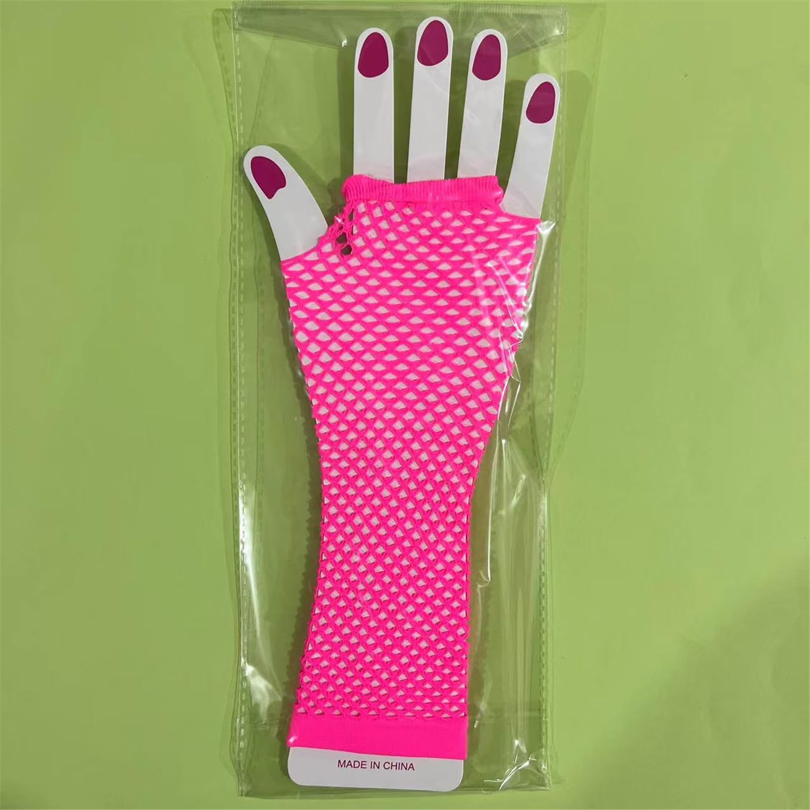 Guanti A Rete Lunghi Neon Smiffys – Giallo O Rosa, Senza Dita, Per Feste Anni 70/80