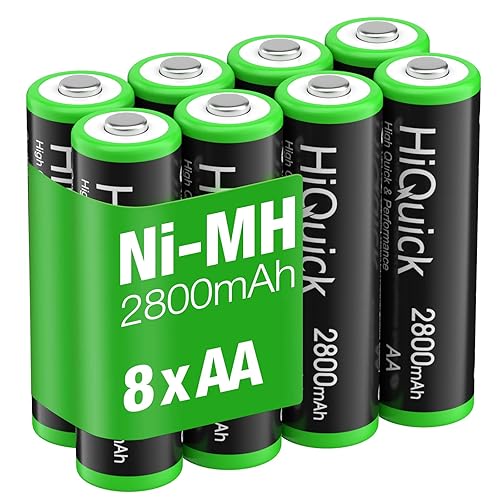 8-Pack Rechargeable Batteries AA, High Capacity 2800mAh for Long Lasting Power, Hiquick Pre-Charged Double AA Battery