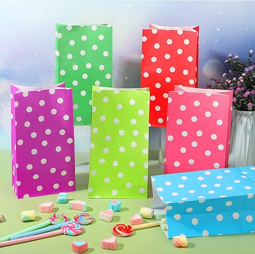 Miniatura 3 de Zhehao 120 bolsas de regalo de fiesta, bolsas de regalo, bolsas de fiesta de lunares, bolsas de papel de 12 colores, bolsas de regalo pequeñas para