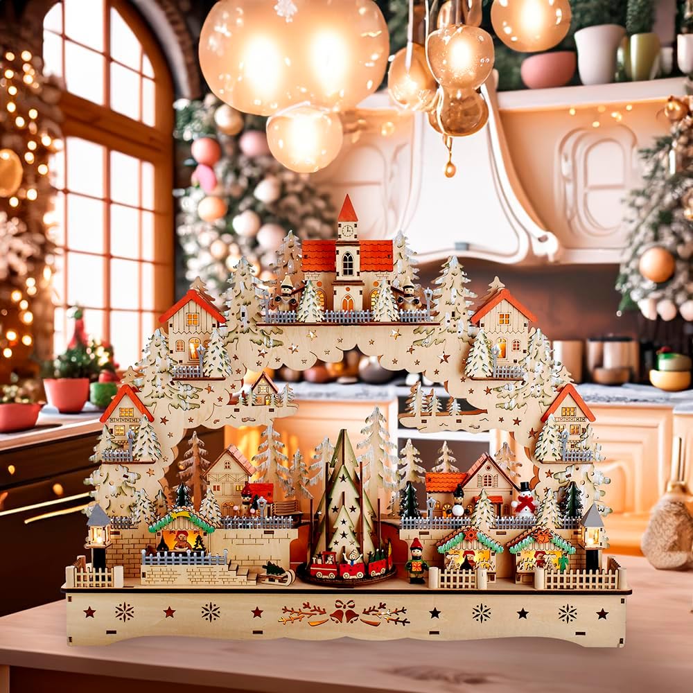 Kurt Adler 18.5-Inch Battery Operated LED Musical Christmas Village with Motion