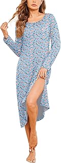 Womens Nightgown Long Sleeve Nightgowns for Woman Sleep Dress Night Shirt Soft Full Length Sleepwear S-XXL