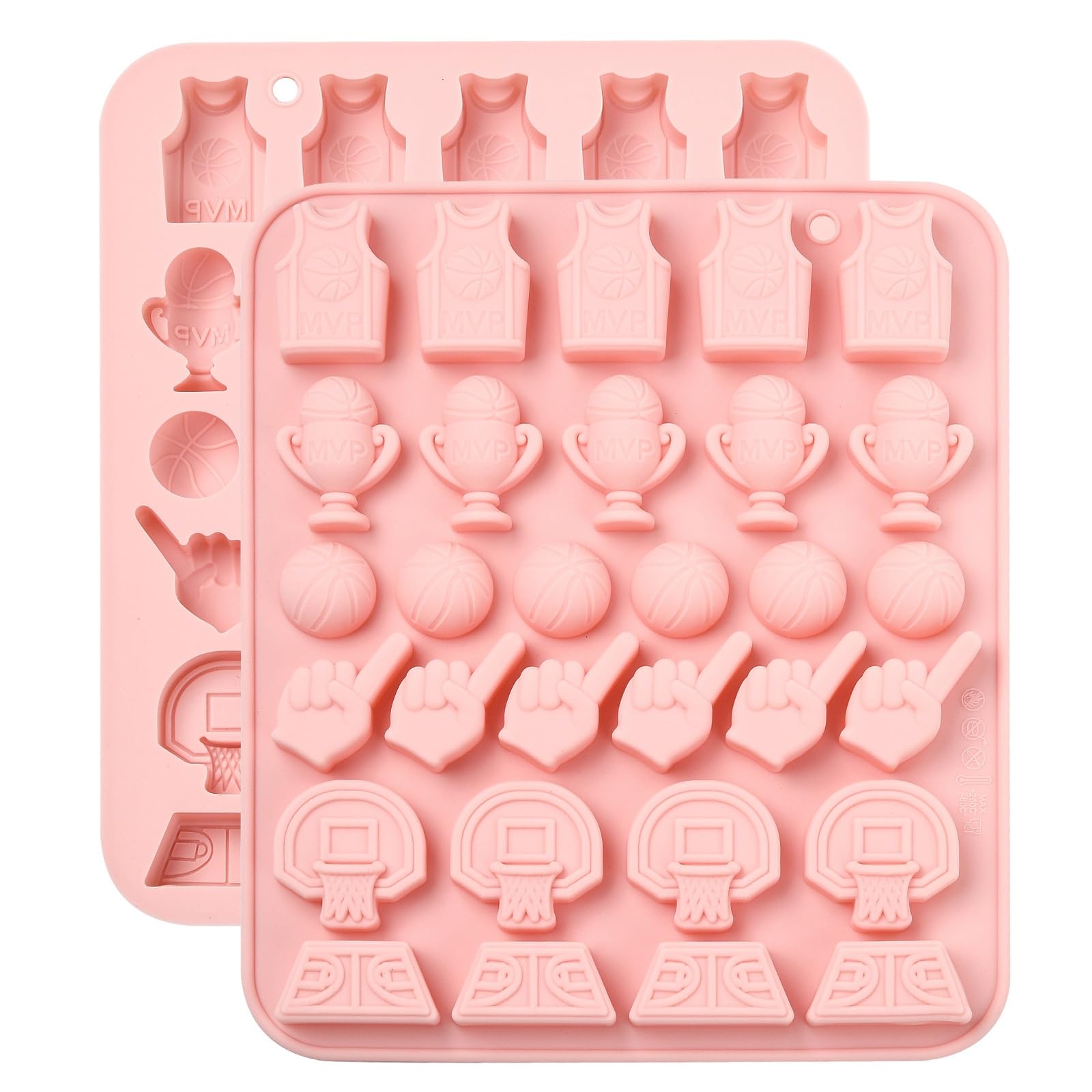 Stiesy 2Pcs Basketball Sport Theme Silicone Moulds Champion Trophy Jersey Reusable Baking Candy Molds Chocolate Mould for Athlete Birthday Cakes Championship Party Treats Polymer Clay Medal Crafts