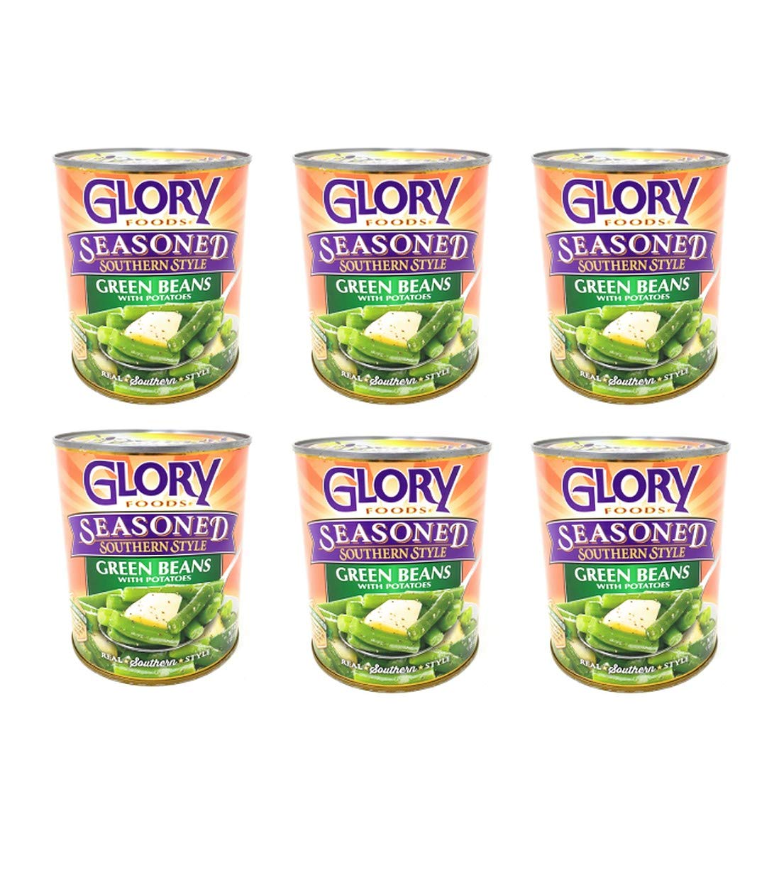 Glory Foods Seasoned Southern Style Green Bean w/Potatoes (6 Pack, Total of 174oz