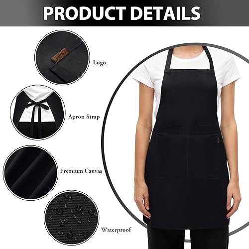 Miniatura 3 de BOHARERS Delantal de trabajo profesional, lona pesada de 9.17 oz, 4 bolsillos utilitarios (29.5 x 26.8 in), ideal para mecánicos, jardineros