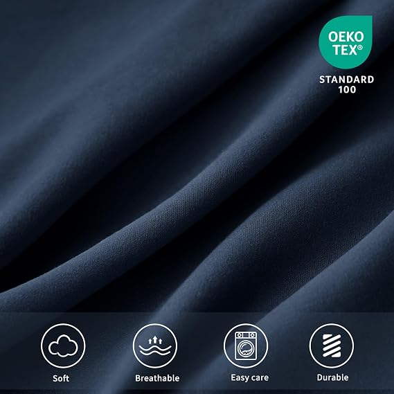 Pillow Cases 2 Pack - Navy Blue Pillowcases Plain Pack of 2, Super Soft Brushed Microfiber Standard Queen Pillow Covers With Envelope Closure, 50x75 cm