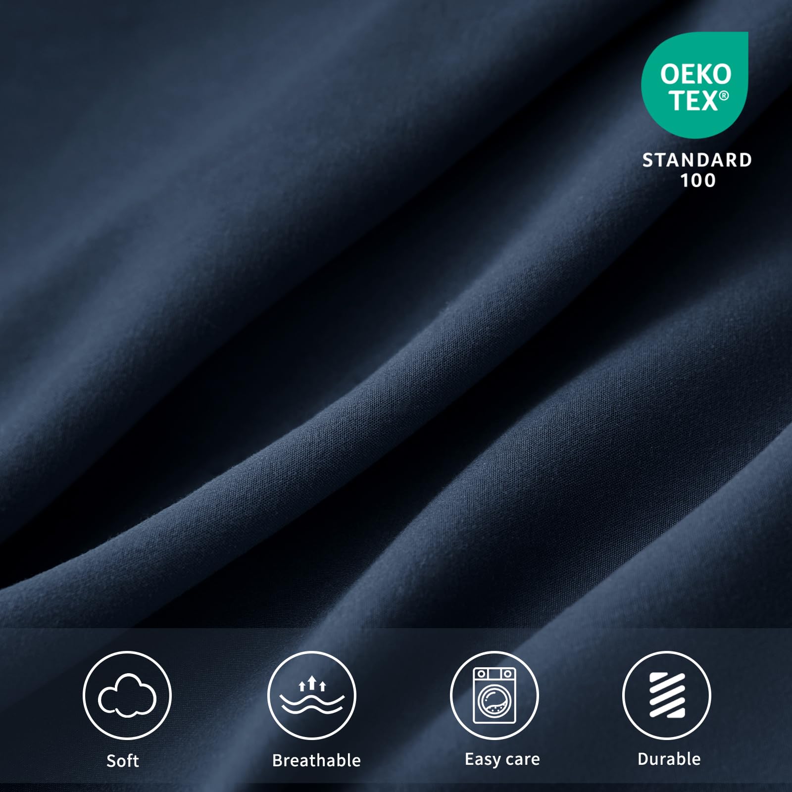 Tifschlaf King Size Fitted Sheet Deep, Navy Blue Kingsize Bed Sheet Extra Deep Pocket 16 inch (40 cm) - Image 4