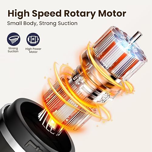 Miniatura 4 de Aspiradora inalámbrica para automóvil, aspiradora de mano portátil con mango ajustable de 90, 120 W  12000 Pa recargable mini polvo para