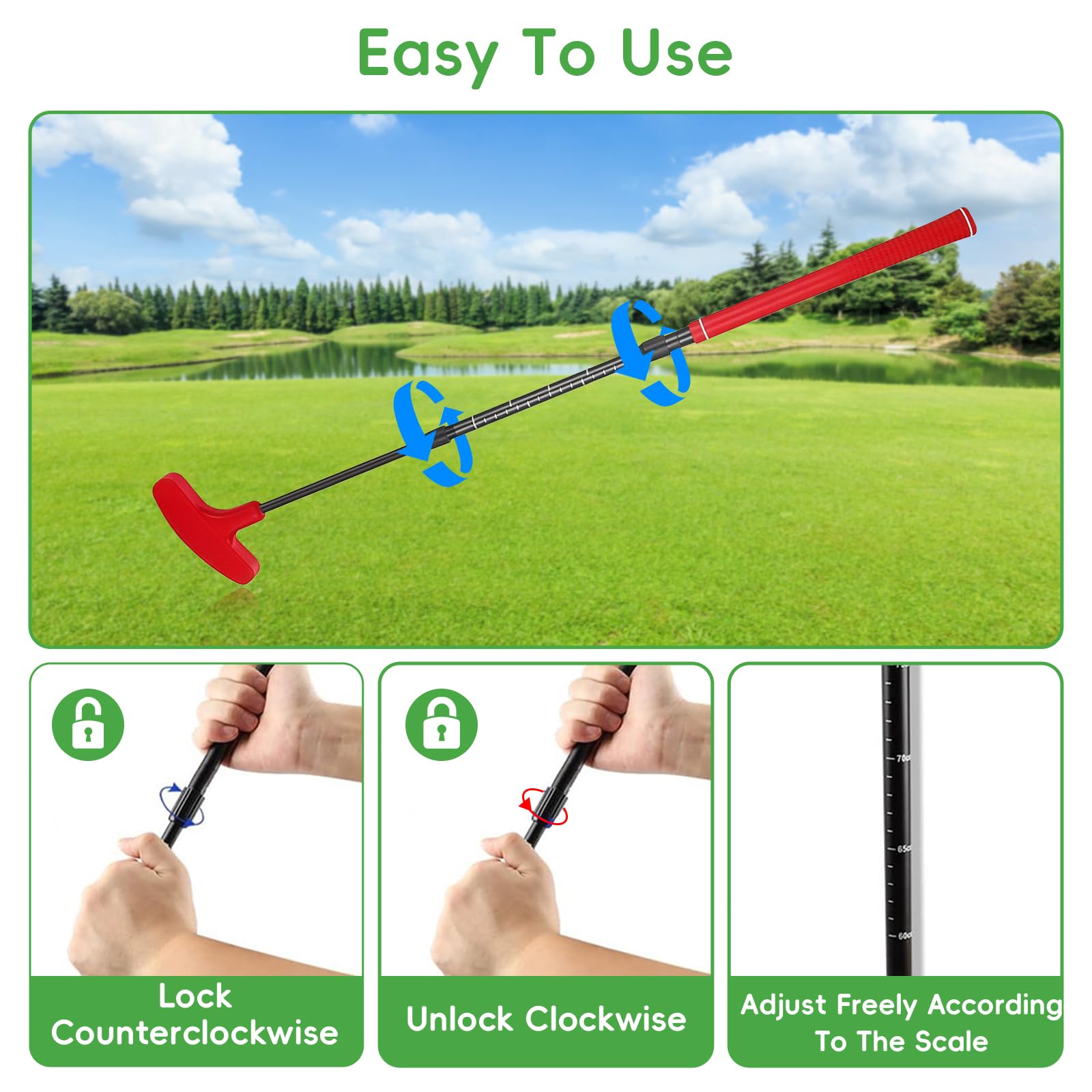 Flintronic Golf-Putter für Jugendliche und Erwachsene, Länge Golf Schläger mit Golfbällen, Putt Style Zwei-Wege-Kopf Tragbarer Abnehmbares Golfschläger für Wohnzimmer Office